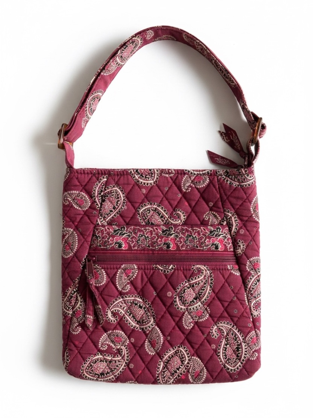 Tanya Lee Quilted Paisley Shoulder Bag Burgundy Boho Y2K Cotton Purse O/S